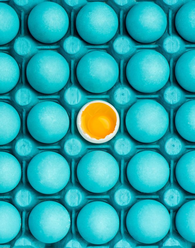 Minimal visual art design with eggs